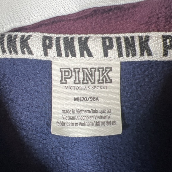 Victoria's Secret PINK SEQUINS BLING STRIPED‎ Hoodie RUGBY Perfect 1/4 Zip Large - Picture 4 of 14